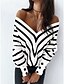 cheap Sweaters &amp; Cardigans-Women&#039;s Stylish Deep V Knitted Button Striped Pullover Long Sleeve Sweater Cardigans V Neck Fall White Black Light Brown
