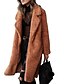 cheap Coats &amp; Trench Coats-Women&#039;s Plus Size Teddy Coat Classic Solid Color V Neck Long Sleeve Fall Winter Long Dark Camel ArmyGreen caramel colour S M L XL XXL / Spring / Loose / Cotton