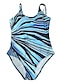 cheap Plus Size Swimwear-Women&#039;s One Piece Swimsuit Tummy Control High Waist Print Rainbow Black Purple Brown Plus Size Swimwear Strap Bathing Suits
