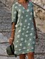 cheap Dresses-Women&#039;s Shift Dress Knee Length Dress Gray Green Red Light Blue 3/4 Length Sleeve Polka Dot Print Spring Summer V Neck Casual Holiday Loose 2021 S M L XL XXL 3XL 4XL 5XL
