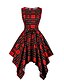 cheap Casual Dresses-Women&#039;s Swing Dress Knee Length Dress Blue Red Yellow Wine Orange Sleeveless Print Zipper Print Fall Round Neck Hot Vintage Cotton 2021 S M L XL XXL 3XL 4XL