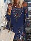 cheap Casual Dresses-Women&#039;s A Line Dress Knee Length Dress Wine Long Sleeve Print Print Summer Off Shoulder Hot Casual Boho vacation dresses 2021 S M L XL XXL