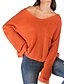 cheap Sweaters-Women&#039;s Pullover Solid Colored Cotton Long Sleeve Loose Sweater Cardigans V Neck Fall Orange