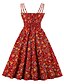 billige Uformelle kjoler-Dame Kjole med stropper Knelang kjole Rød Ermeløs Trykt mønster Trykt mønster Sommer Stroppeløs Elegant 2021 S M L XL XXL 3XL 4XL / Store størrelser