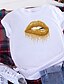 abordables T-shirts-Mujer Camiseta Boca Estampado Escote Redondo Básico Tops 100% Algodón Blanco Negro Amarillo