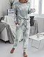 cheap Two Piece Sets-Women&#039;s Sweatsuit 2 Piece Set Drawstring Loose Fit Halo Dyeing Crew Neck Tie Dye Sport Athleisure Clothing Suit Long Sleeve Comfortable Everyday Use Causal Casual Daily / Winter