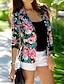 cheap Blazers-Women&#039;s Blazer Notch lapel collar Florals Regular Chic &amp; Modern Party Street Shopping Rainbow M / L / XL
