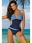 cheap One-Pieces-Women&#039;s One Piece Swimsuit Cut Out Color Block Blue Yellow Blushing Pink Green Swimwear Bathing Suits