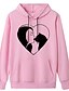 cheap Hoodies &amp; Sweatshirts-Women&#039;s Cat Graphic Heart Pullover Hoodie Sweatshirt Daily Weekend Basic Casual Hoodies Sweatshirts  Wine Red Pink 1 Blue 2
