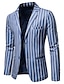 cheap New To Sale-Blue Striped Regular Fit Polyester Men&#039;s Suit - Snap lapel collar