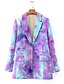 cheap Blazers-Single Breasted One-button Women&#039;s Blazer Notch lapel collar Tie Dye Purple / Khaki S / M / L