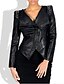 cheap Furs &amp; Leathers-Women&#039;s Solid Colored Rivet Punk &amp; Gothic Spring &amp;  Fall Faux Leather Jacket Short Daily Long Sleeve PU Coat Tops Black