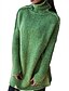 billige Sweaters-Dame bluse Vanlig Ensfarvet Strikket Akryl Fibre Basale Langærmet Sweater Cardigans Efterår Rullekrave Blå Grå Grøn