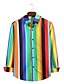 cheap Men&#039;s Shirts-Men&#039;s Shirt Striped Long Sleeve Daily Tops Rainbow
