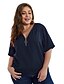 baratos Blusas Plus Size-Mulheres Camiseta Sólido Zíper Decote V Básico Blusas Preto Vinho Azul empoeirado