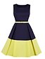 cheap Elegant Dresses-Women&#039;s Knee Length Dress Swing Dress Blue Yellow Blushing Pink Black Sleeveless Patchwork Patchwork Square Neck Spring Hot Vintage 2021 S M L XL XXL / Cotton / Cotton