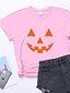 cheap HALLOWEEN-Women&#039;s Halloween T shirt Graphic Abstract Pumpkin Print Round Neck Basic Halloween Tops Blushing Pink Wine Dusty Rose