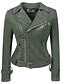 cheap Furs &amp; Leathers-Women&#039;s Solid Colored Rivet Punk &amp; Gothic Spring &amp;  Fall Faux Leather Jacket Regular Party Long Sleeve PU Coat Tops Black