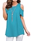economico Tops &amp; Blouses-Camicia Camicia Occhiello in alto Blu chiaro blu navy Vino S