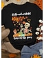preiswerte HALLOWEEN-Damen Halloween T-Shirt Grafik Totenkopf Motiv Buchstabe Druck Rundhalsausschnitt Grundlegend Halloween Oberteile 100% Baumwolle Schwarz