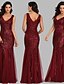 cheap Party Dresses-Mermaid / Trumpet Evening Gown Sparkle Dress Wedding Guest Party Wear Floor Length Sleeveless V Neck Sequined with Sequin 2024