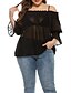 abordables Tops de talla grande-Mujer Camisa Blusa Negro Color sólido Manga 3/4 Diario Básico Hombros Caídos Holgado Tallas Grandes Campana