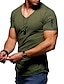 baratos Short Sleeve-Homens Camiseta Camisetas Decote V Tecido Normal Zíper Manga Curta Roupa Músculo Essencial