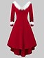 cheap Party Dresses-Women&#039;s Swing Dress Midi Dress Red Long Sleeve Solid Color Patchwork Winter V Neck Elegant Cotton 2021 S M L XL XXL