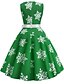 cheap Christmas Dresses-Women&#039;s A Line Dress Knee Length Dress Blue Green Red Sleeveless Print Lace up Fall Strapless Elegant Christmas Slim 2021 S M L XL XXL