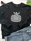abordables HALLOWEEN-Femme T shirt Tee Noir Blanche Jaune Graphic Potiron Imprimer manche longue Halloween du quotidien basique Halloween Col Rond Normal 100% Coton Standard