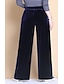baratos Pants-Mulheres Básico Respirável Solto Diário Perna larga Calças Sólido Comprimento total Cintura Alta Preto Azul Real Cinzento