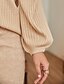 abordables Pulls-Femme Pullover Couleur unie Tricoté Fibres acryliques basique Manches Longues Pull Cardigans Automne Hiver Col en V Beige