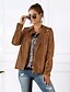 cheap Furs &amp; Leathers-Women&#039;s Solid Colored Basic Fall Faux Leather Jacket Regular Daily Long Sleeve PU Coat Tops White