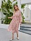 cheap Casual Dresses-Women&#039;s Swing Dress Midi Dress Blushing Pink Long Sleeve Floral Print Fall Winter V Neck Elegant Casual Going out Lantern Sleeve 2021 S M L XL / Chiffon