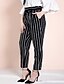 cheap Bottoms-Women&#039;s Basic Breathable Daily Chinos Pants Striped Full Length Black