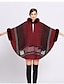 cheap Coats &amp; Trench Coats-Women&#039;s Striped Jacquard Basic Fall &amp; Winter Cloak / Capes Long Daily Half Sleeve Acrylic Coat Tops Red