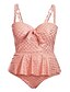 cheap Tankini-Women&#039;s Tankini Swimsuit Peplum Blue Blushing Pink Black Plus Size Swimwear Padded Strap Bathing Suits Sexy / Padded Bras