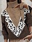 billige Sweaters-Dame bluse Strikket Leopard Chimpansemønster Basale Langærmet Sweater Cardigans Rullekrave Efterår Lilla Blå Grøn