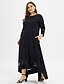 cheap Plus Size Dresses-Women&#039;s Plus Size Solid Colored A Line Dress Round Neck Long Sleeve Casual Fall Summer Maxi long Dress Dress