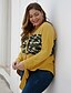 cheap Plus Size Sweaters-Women&#039;s Basic Knitted Leopard Cheetah Print Pullover Long Sleeve Plus Size Sweater Cardigans V Neck Fall Winter White Black Yellow