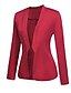 cheap Blazers-womens spring casual work office solid stand collar open blazer jacket wine red m