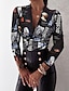 billige Tops &amp; Blouses-Dame Bluse Skjorte Prikker Leopard Grafiske tryk Langærmet Patchwork Trykt mønster V-hals Basale Toppe Hvid Sort Brun
