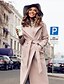 cheap Coats &amp; Trench Coats-Women&#039;s Overcoat Daily Fall Winter Long Coat Notch lapel collar Regular Fit Elegant &amp; Luxurious Jacket Long Sleeve Solid Colored with Belt Blushing Pink Wine