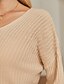 abordables Pulls-Femme Pullover Couleur unie Tricoté Fibres acryliques basique Manches Longues Pull Cardigans Automne Hiver Col en V Beige