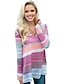 cheap Sweaters-Women&#039;s T shirt Color Block Long Sleeve V Neck Tops Basic Basic Top Rainbow
