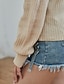 billige Sweaters-Dame bluse Farveblok Strikket Akryl Fibre Basale Langærmet Sweater Cardigans V-hals Beige