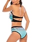 abordables Bikini-Mujer Bañadores Bikini Normal Traje de baño Espalda al Aire Alta cintura para bustos grandes Geométrico Azul Piscina Acolchado Cuello halter Trajes de baño línea Canadá Sensual / Sujetador Acolchado