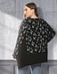 economico Top taglie forti-Per donna maglietta Colorato a macchie Manica lunga Con stampe Rotonda Essenziale Top Nero