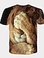 billige T-skjorter og singleter til herrer-Herre Skjorte T skjorte T-skjorter Grafisk Dyr Løve Labb Rund hals Hvit Gul Oransje 3D-utskrift Daglig Ferie Kortermet Trykt mønster Klær Gatemote overdrevet Kul
