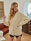 cheap Cardigans-Women&#039;s Cardigan Solid Color Embroidery Knitted Basic Long Sleeve Loose Sweater Cardigans Fall Winter Open Front Beige